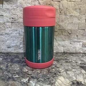 Thermos 16 Oz Vacuum Insulated Food Jar with Folding‎ Spoon, Blue Green & Pink